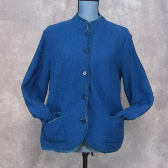 Talbots Merino Wool Blazer w/ Velvet Trim Size M - Picture 3 of 6